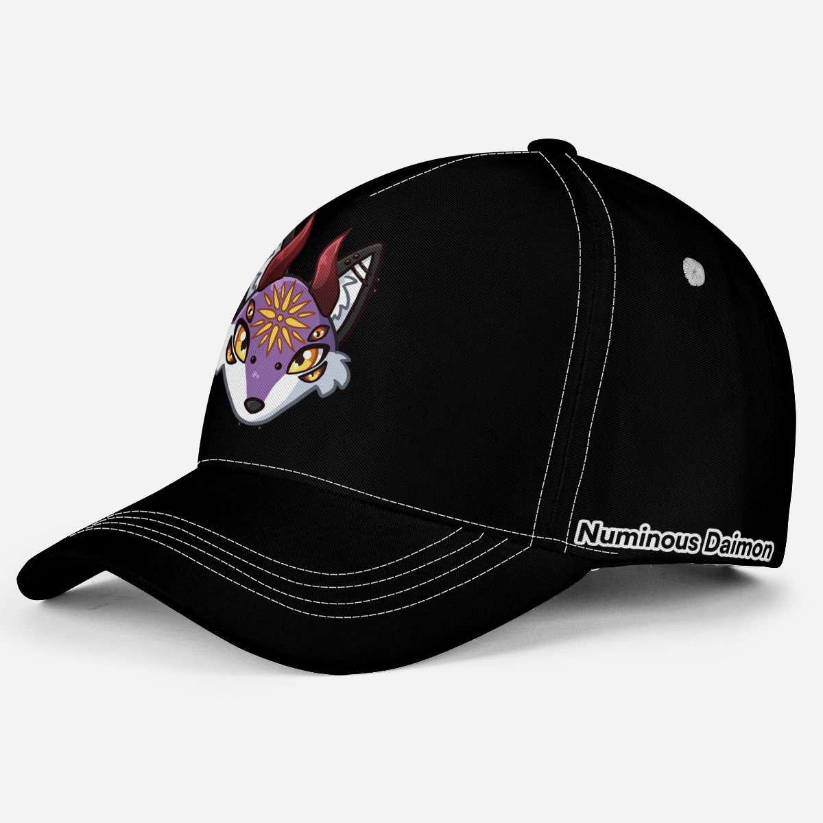 Purple Fox Channel-Kappe mit Maskottchen-Print