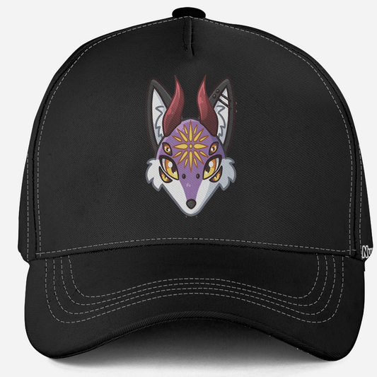 Purple Fox Channel-Kappe mit Maskottchen-Print